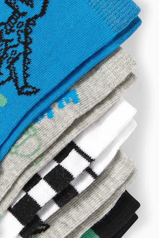 Kinder Jungen - Multipack 5er - Skater und Dino - Socken mit Motiv - blau