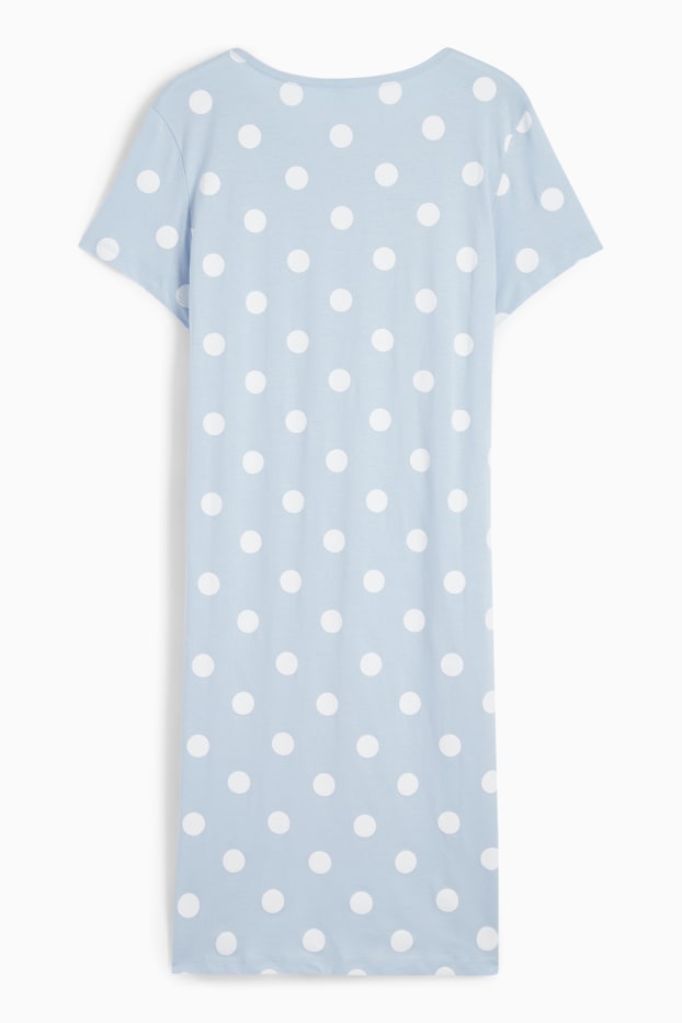 Femmes - Chemise de nuit - à pois - bleu clair