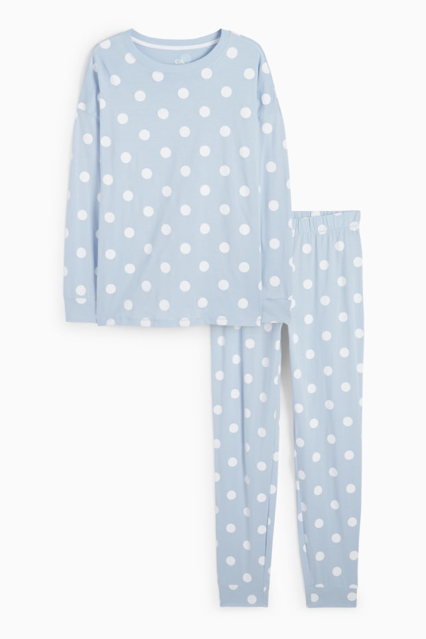 Donna - Pigiama - pois - azzurro