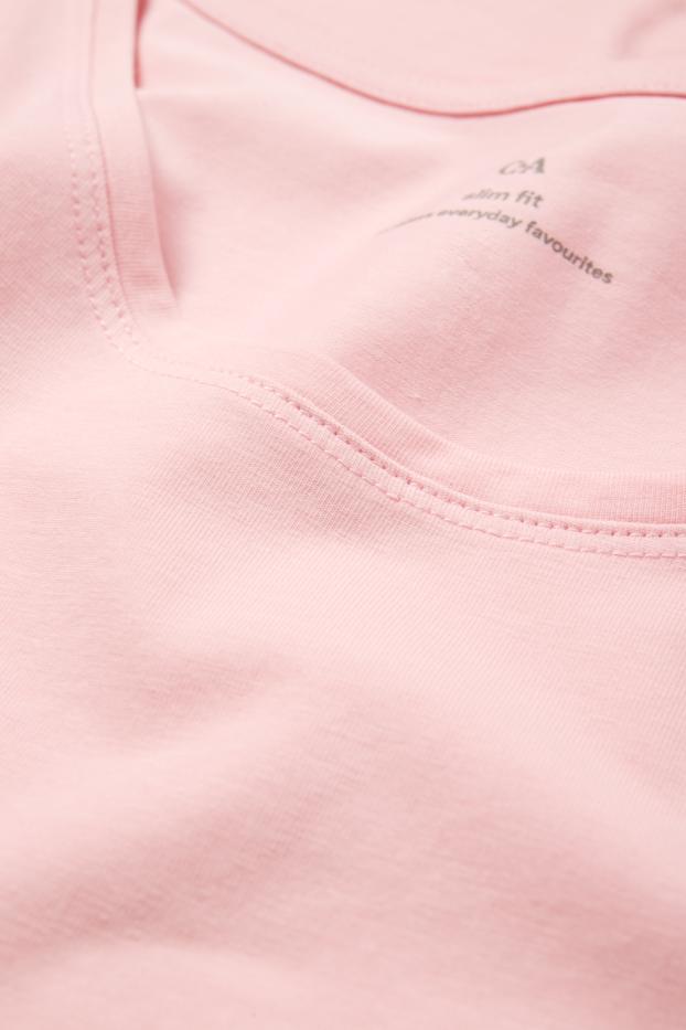 Dámské - Tričko - slim fit - růžová
