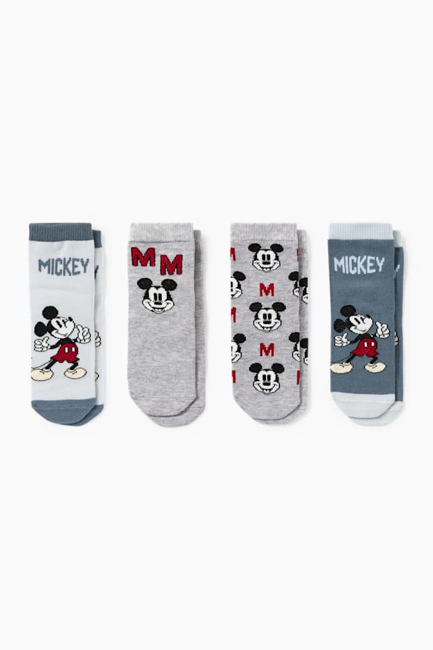 Nadó nen - Paquet de 4 - Mickey Mouse - mitjons amb dibuix - gris