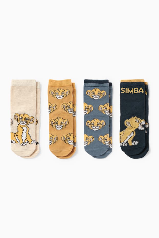 Baby Boys - Multipack of 4 - The Lion King - socks with motif - yellow