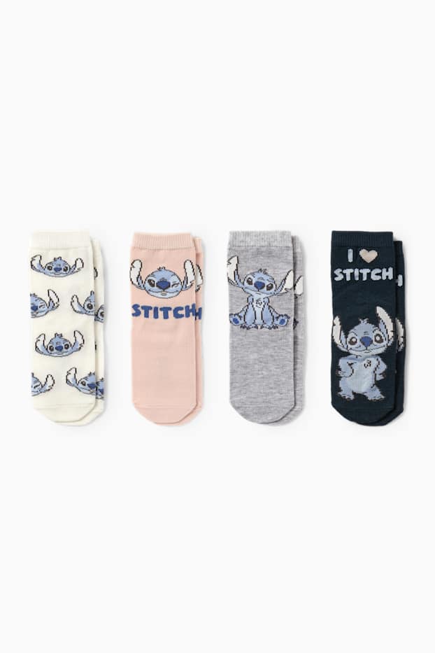 Bebeluși - fete - Multipack 4 perechi - Lilo & Stitch - șosete cu motive - albastru închis