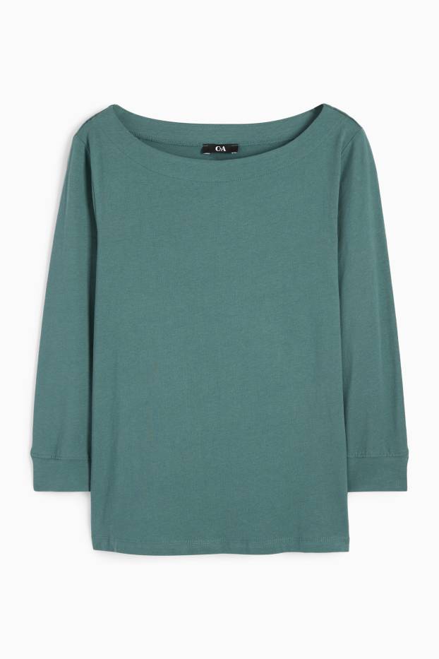 Women - Basic long sleeve top - dark green