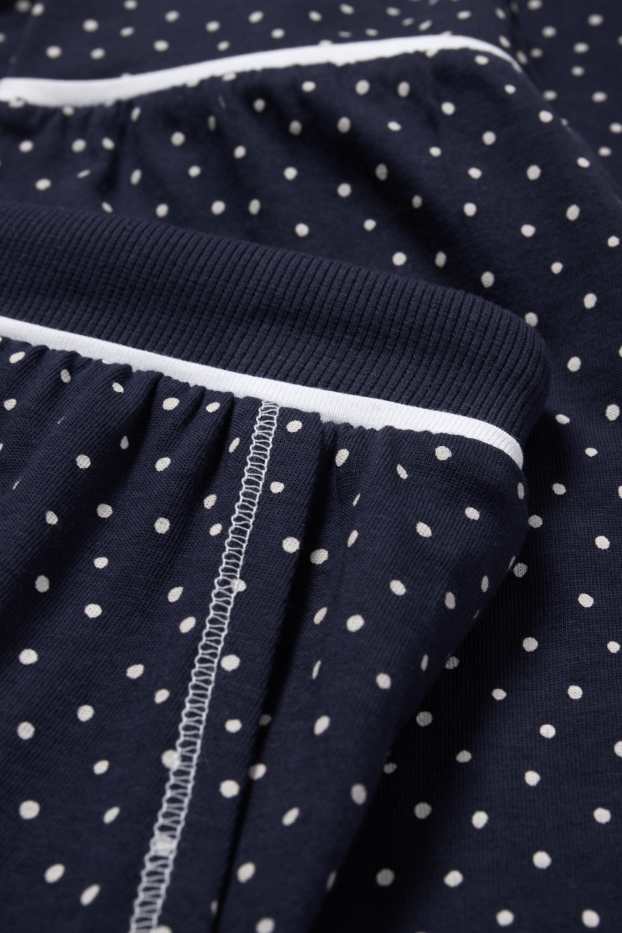 Damen - Pyjamahose - gepunktet - dunkelblau