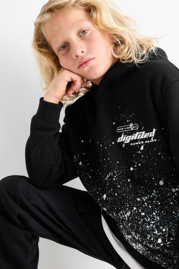 Enfants garçons - Taches de couleur - sweat à capuche - noir