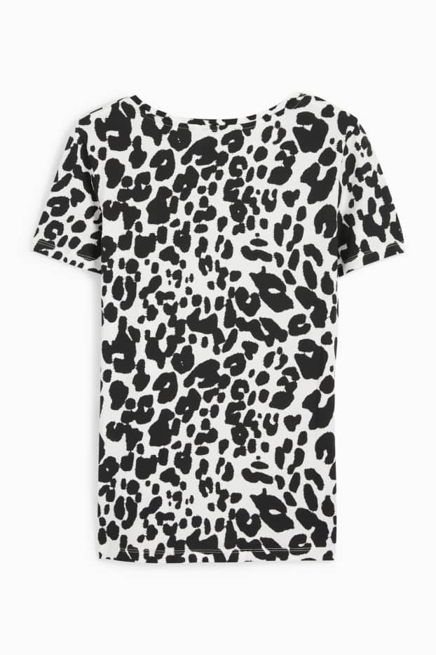 Femmes - T-shirt - imprimé léopard - blanc / noir