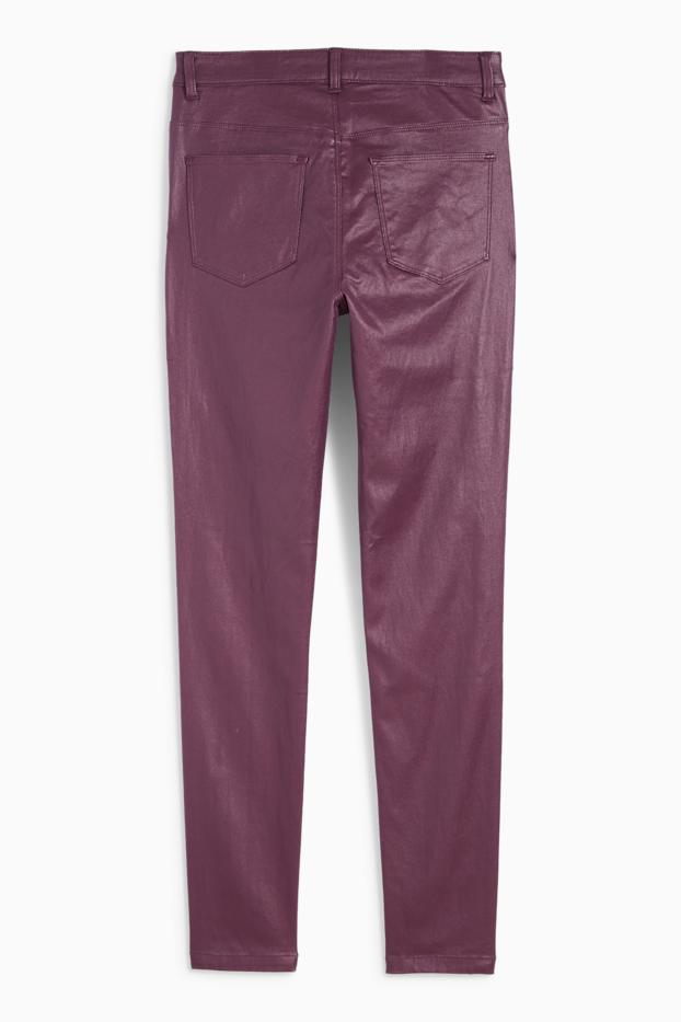 Femmes - Pantalon - high waist - skinny fit - brillant - violet