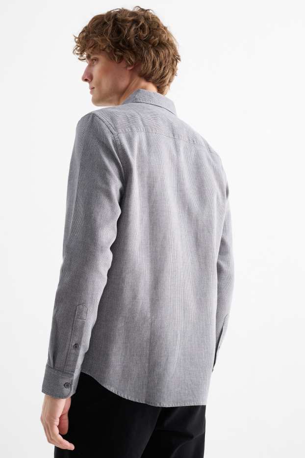 Uomo - Camicia - regular fit - collo all'italiana - tramata - grigio