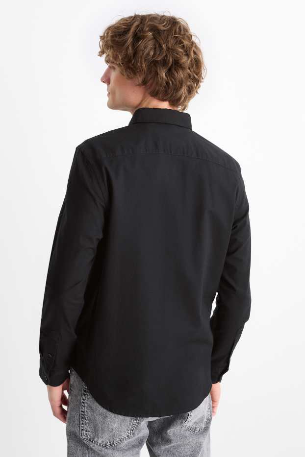 Herren - Hemd - Regular Fit - Button-down - schwarz