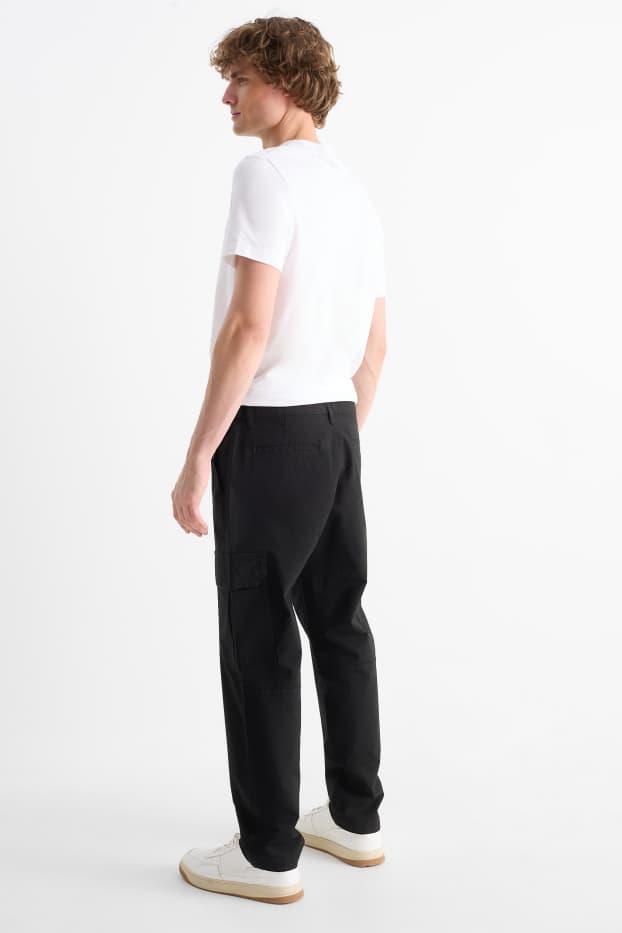 Hommes - Pantalon cargo - texturé - noir