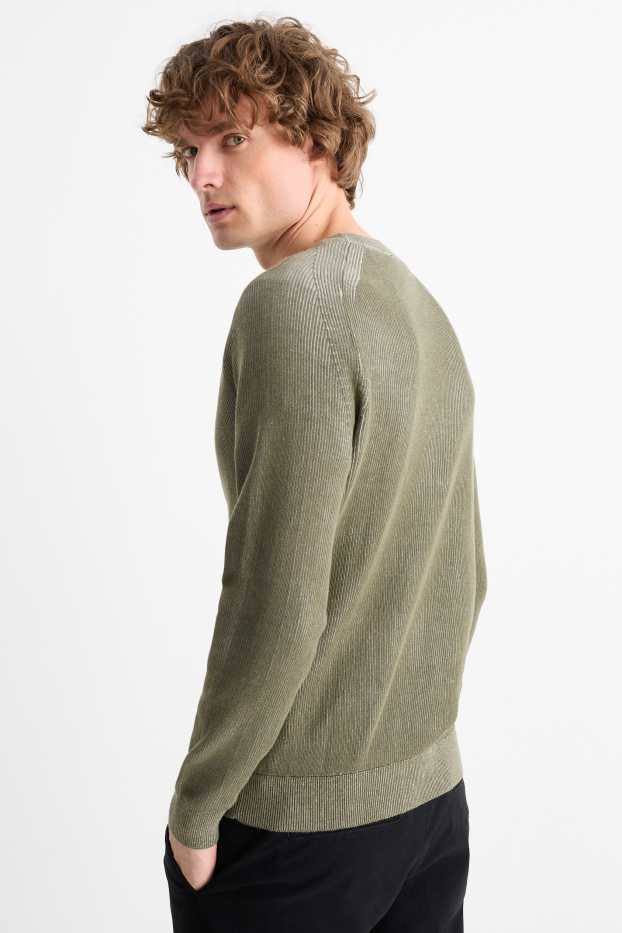 Hommes - Pull - côtelé - vert