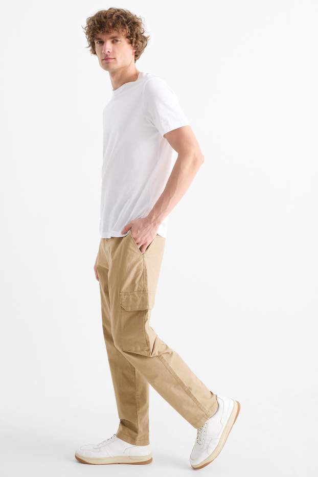 Hommes - Pantalon cargo - texturé - marron clair