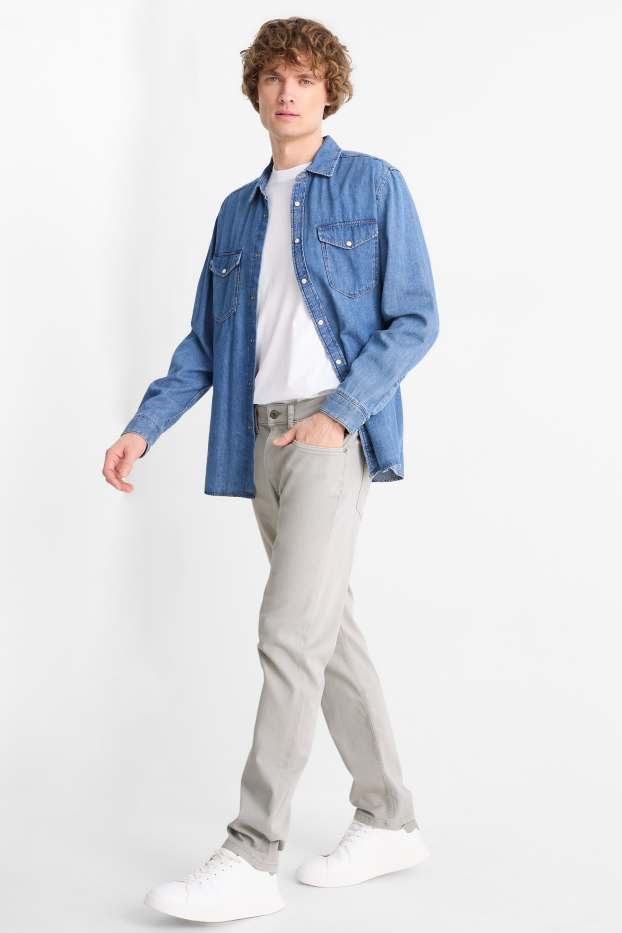 Men - Trousers - slim fit - Flex - LYCRA® - gray