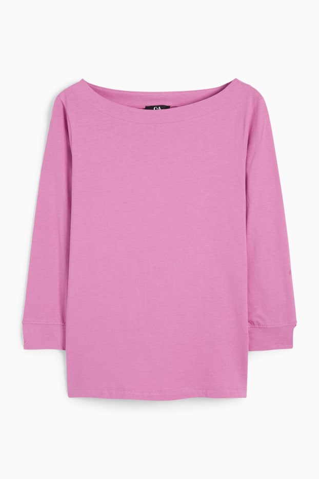 Damen - Basic-Langarmshirt - rosa