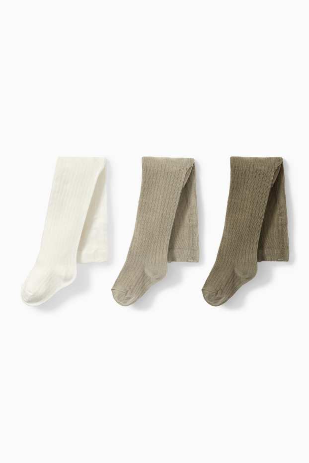 Unisex - Multipack of 3 - baby tights - ribbed - green
