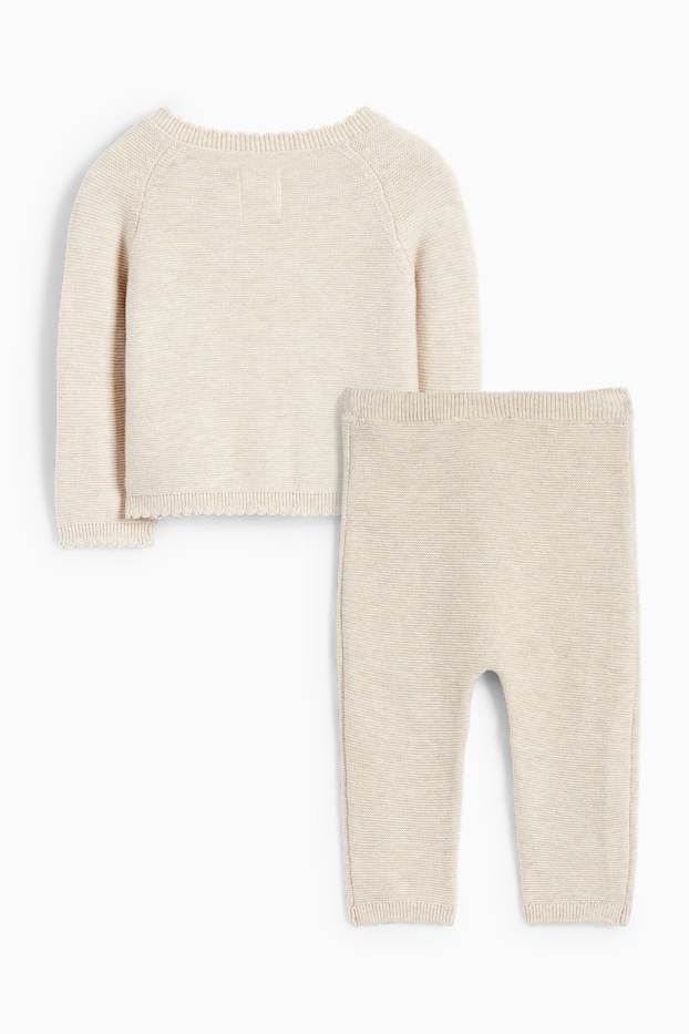 Baby Mädchen - Blümchen - Baby-Outfit - 2 teilig - beige