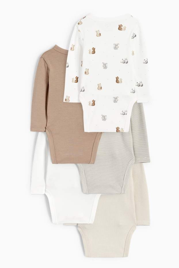 Unisex - Multipack 5 perechi - animale - body petrecut bebeluși - maro
