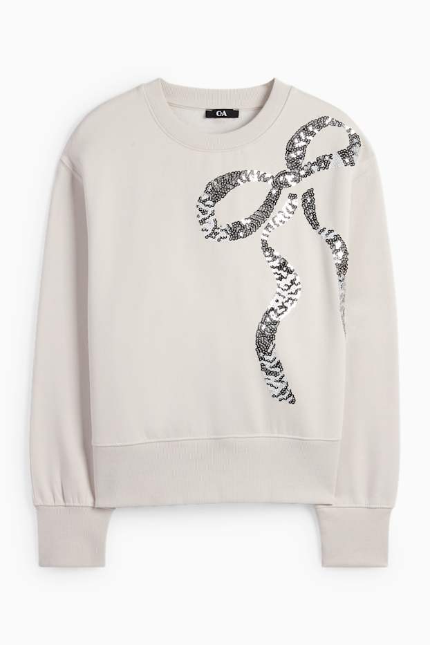 Femmes - Sweat - effet brillant - beige clair