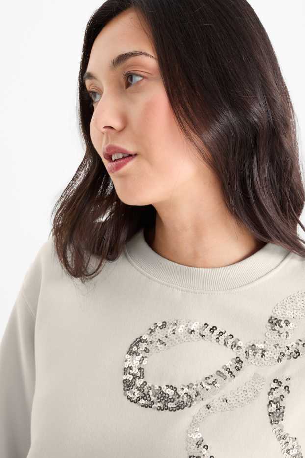 Femmes - Sweat - effet brillant - beige clair