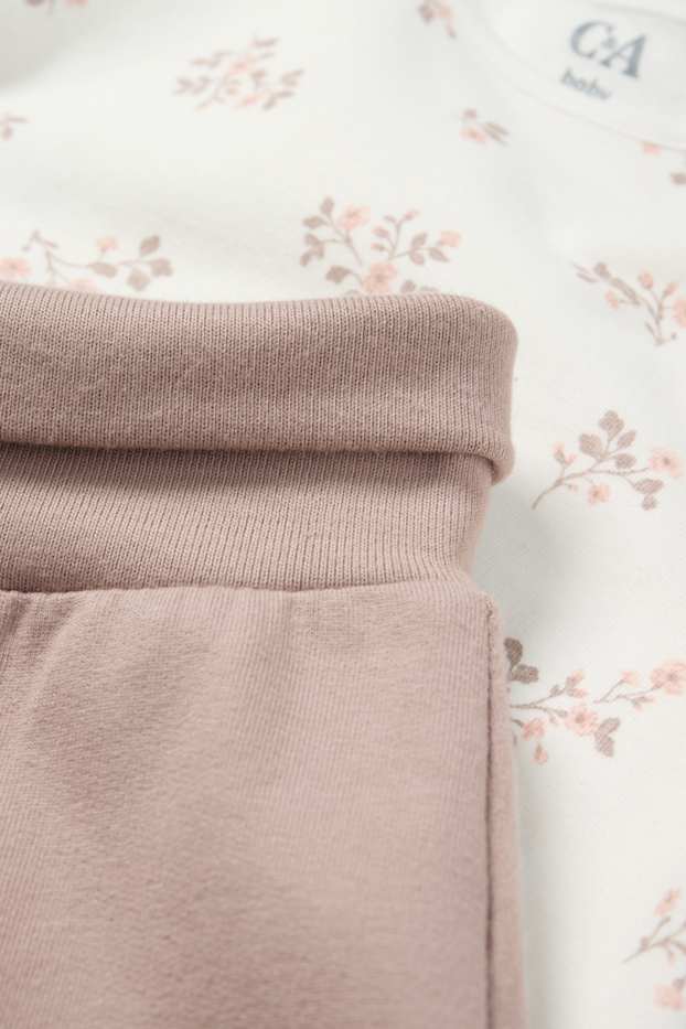 Baby Mädchen - Blümchen - Erstlingsoutfit - 2 teilig - weiss