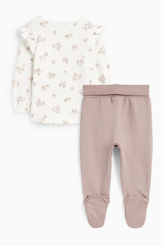 Baby Mädchen - Blümchen - Erstlingsoutfit - 2 teilig - weiss