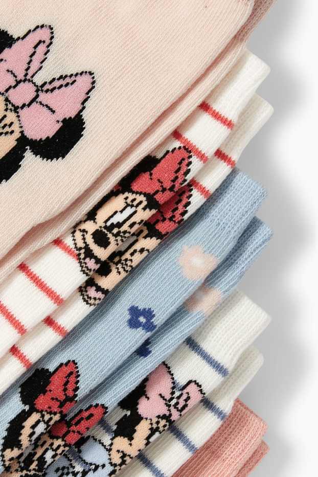 Children Girls - Multipack of 5 - Minnie Mouse - socks with motif - dark rose