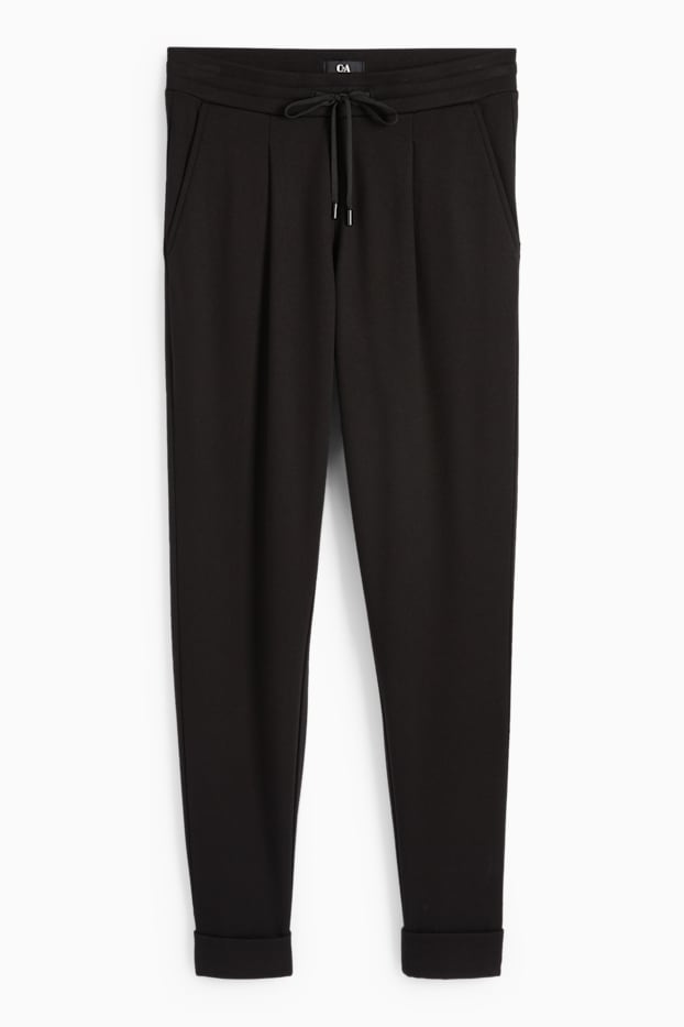 Kobiety - Spodnie z dżerseju - średni stan - tapered fit - czarny