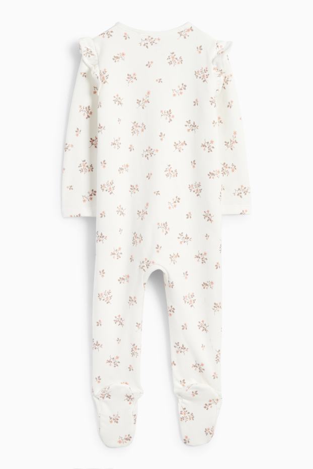 Baby Mädchen - Blümchen - Baby-Schlafanzug - weiß
