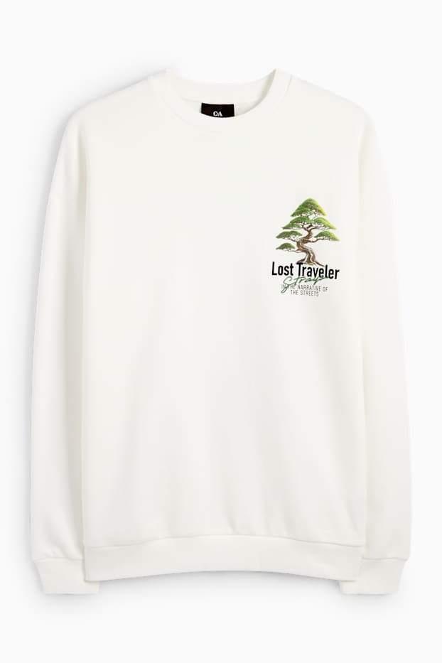 Heren - Sweatshirt - crème wit
