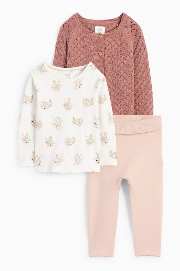 Baby Mädchen - Häschen - Baby-Outfit - 3 teilig - weiß