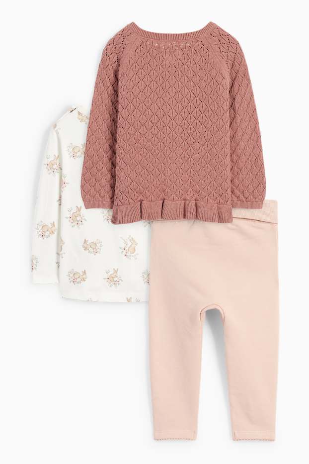 Baby Mädchen - Häschen - Baby-Outfit - 3 teilig - weiß