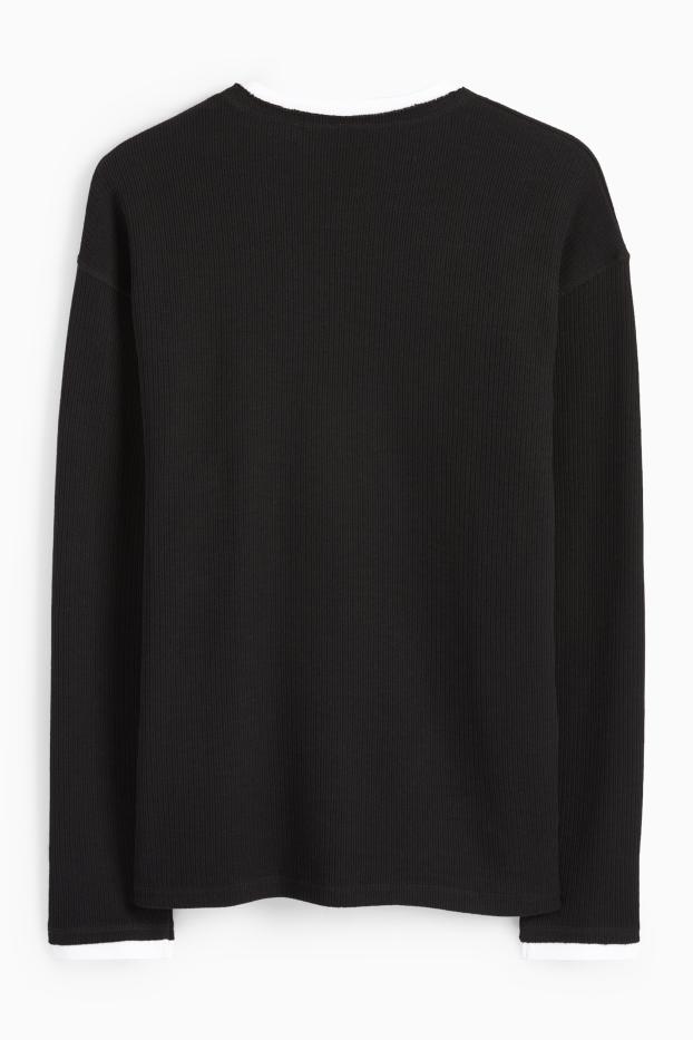 Men - Sweatshirt - 2-in-1 look - black