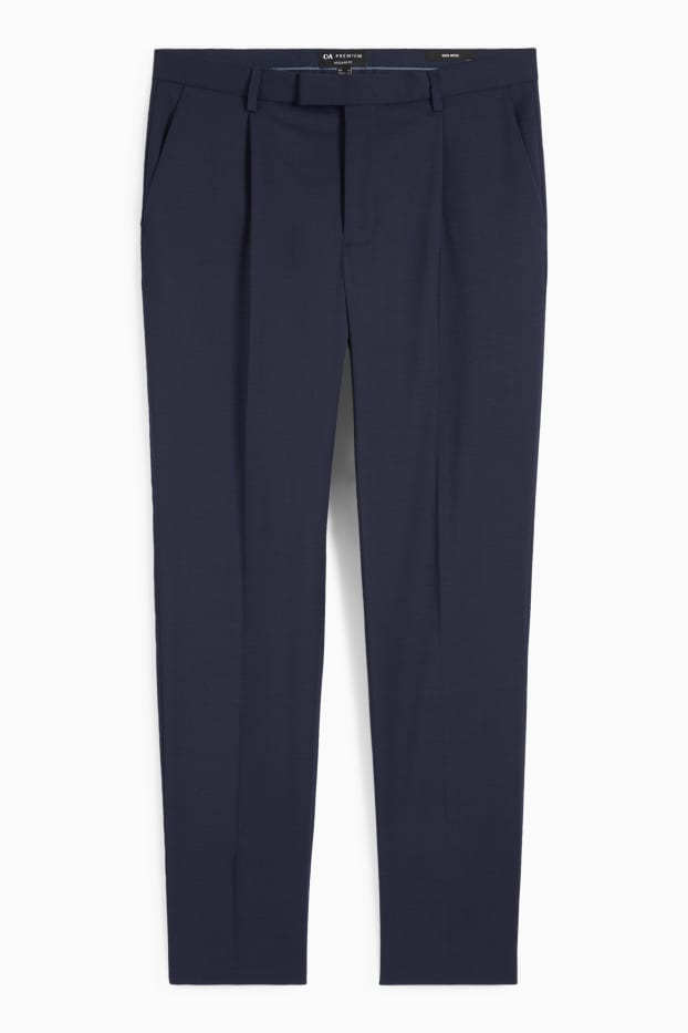 Bărbați - Pantaloni modulari din lână pură - regular fit - albastru închis