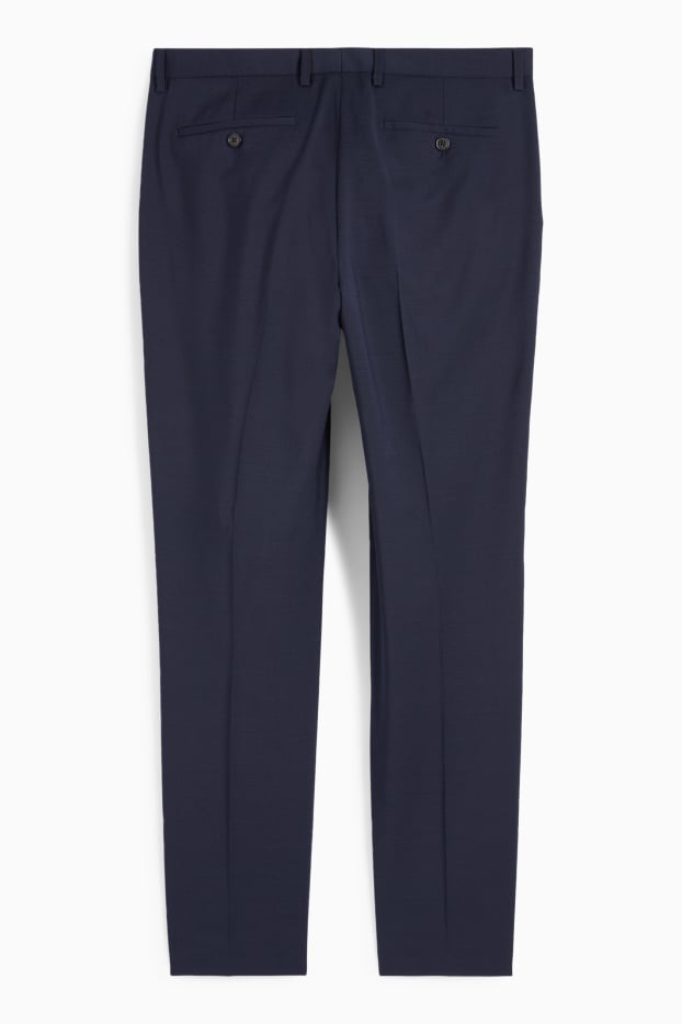 Bărbați - Pantaloni modulari din lână pură - regular fit - albastru închis