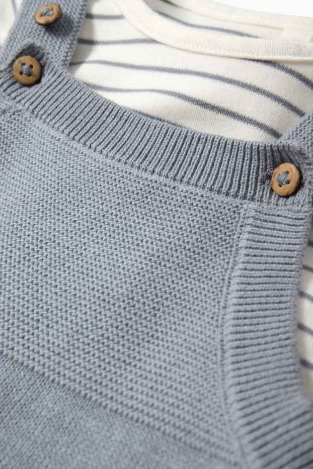 Baby Jungen - Baby-Outfit - 2 teilig - blau / weiss