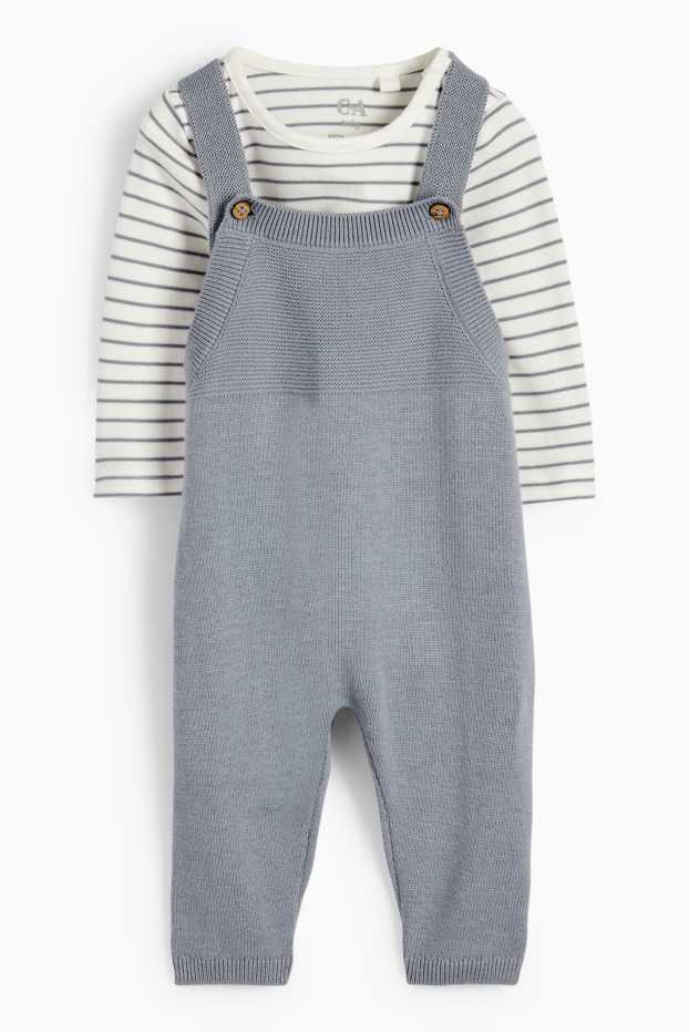 Baby Jungen - Baby-Outfit - 2 teilig - blau / weiss