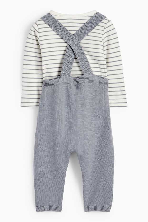 Baby Jungen - Baby-Outfit - 2 teilig - blau / weiss