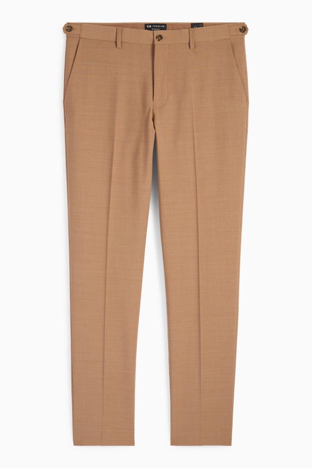 Home - Pantalons combinables - regular fit - Flex - mescla de llana verge - marró