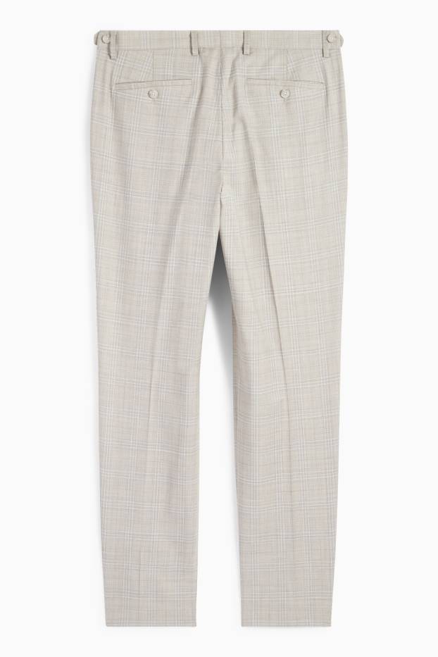 Bărbați - Pantaloni modulari din lână pură - regular fit - în carouri - gri