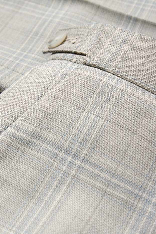 Bărbați - Pantaloni modulari din lână pură - regular fit - în carouri - gri