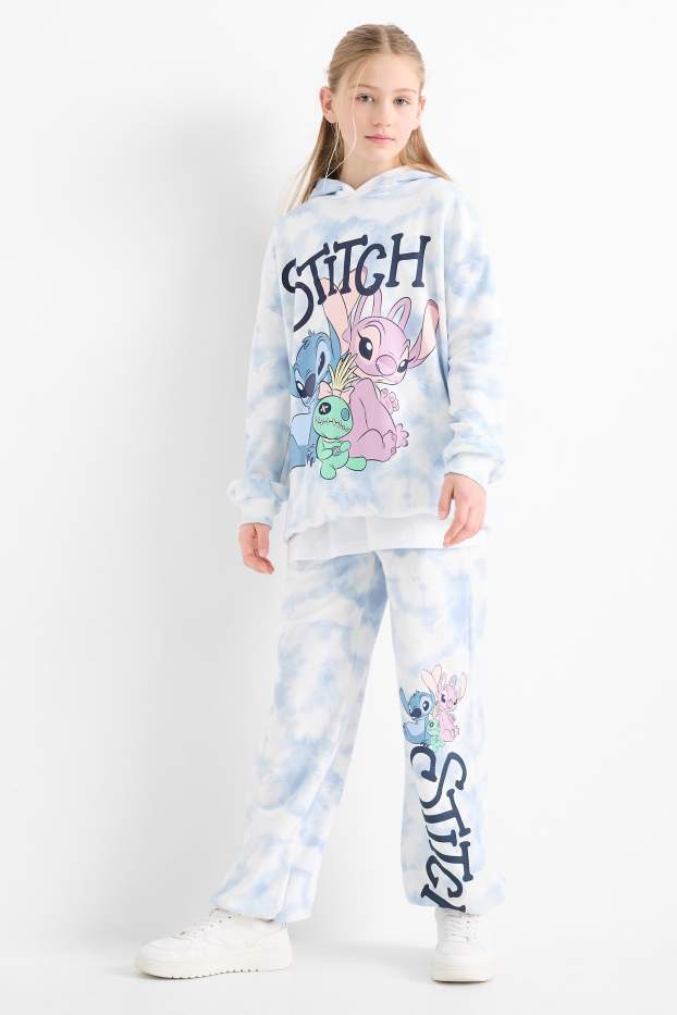 Nena - Lilo & Stitch - conjunt - dessuadora amb caputxa i pantalons de xandall - 2 peces - blanc / blau clar