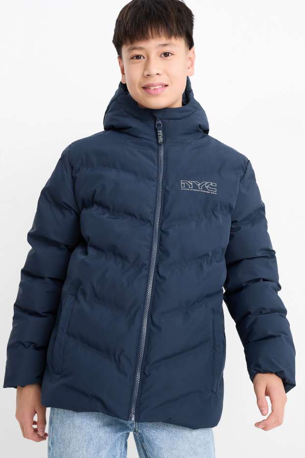 Bambini - Giacca trapuntata con cappuccio - idrorepellente - blu scuro