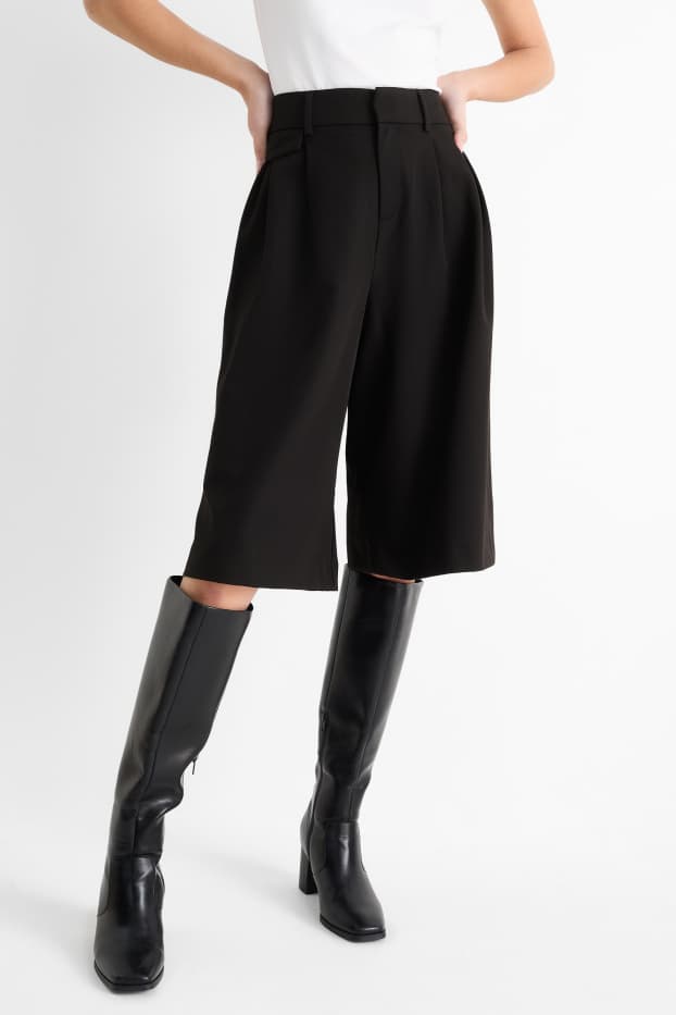Dona - Pantalons culotte - high waist - wide leg - negre
