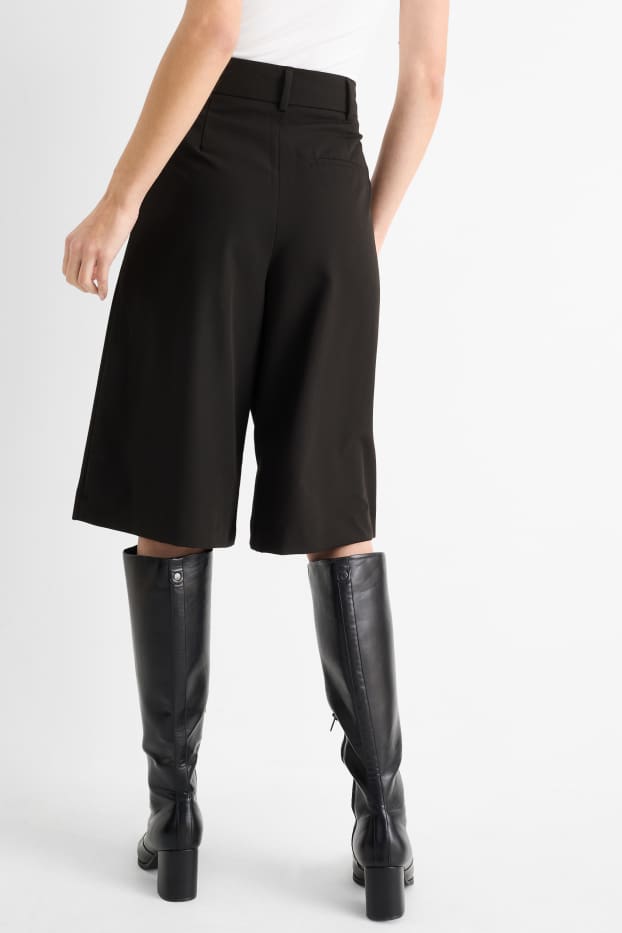 Dona - Pantalons culotte - high waist - wide leg - negre