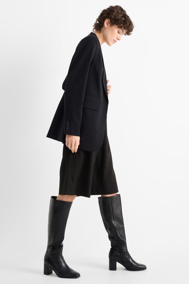 Dona - Pantalons culotte - high waist - wide leg - negre