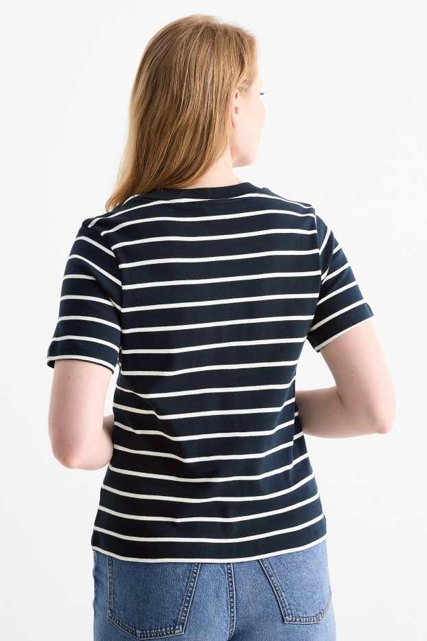 Femmes - T-shirt - à rayures - noir