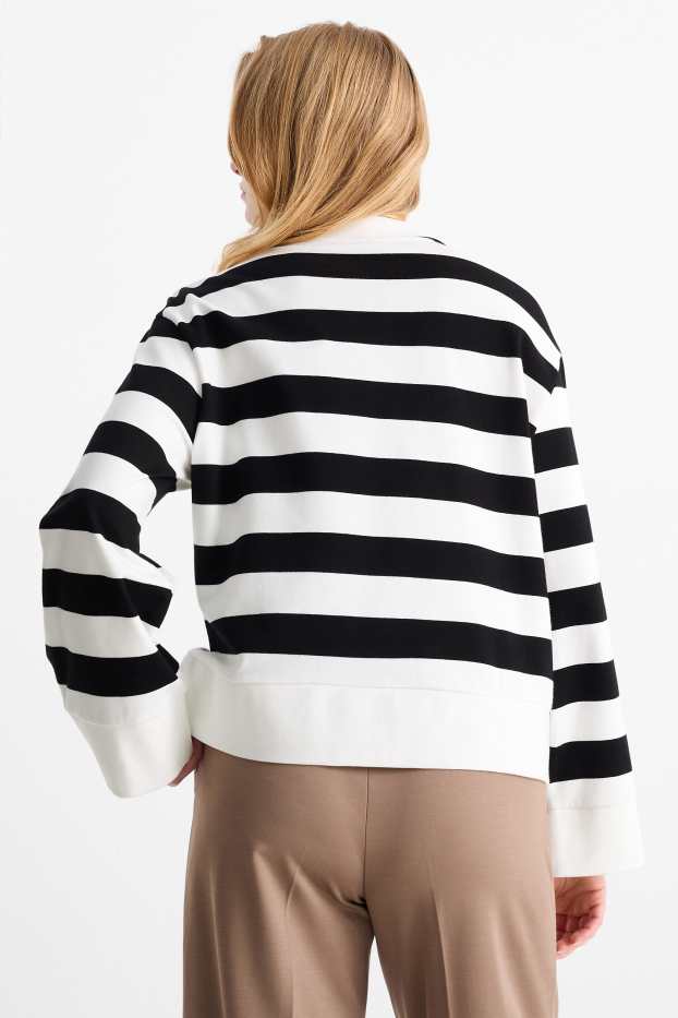 Dames - Sweatshirt - gestreept - zwart / wit