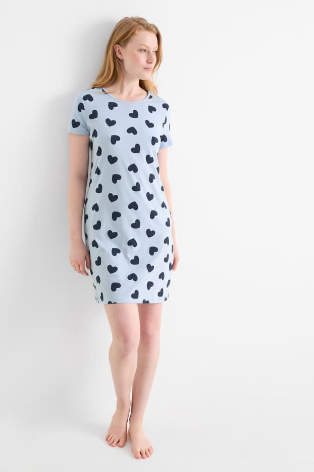 Femmes - Chemise de nuit - à motif - bleu clair