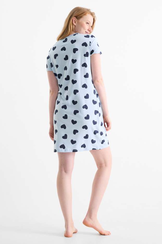 Femmes - Chemise de nuit - à motif - bleu clair